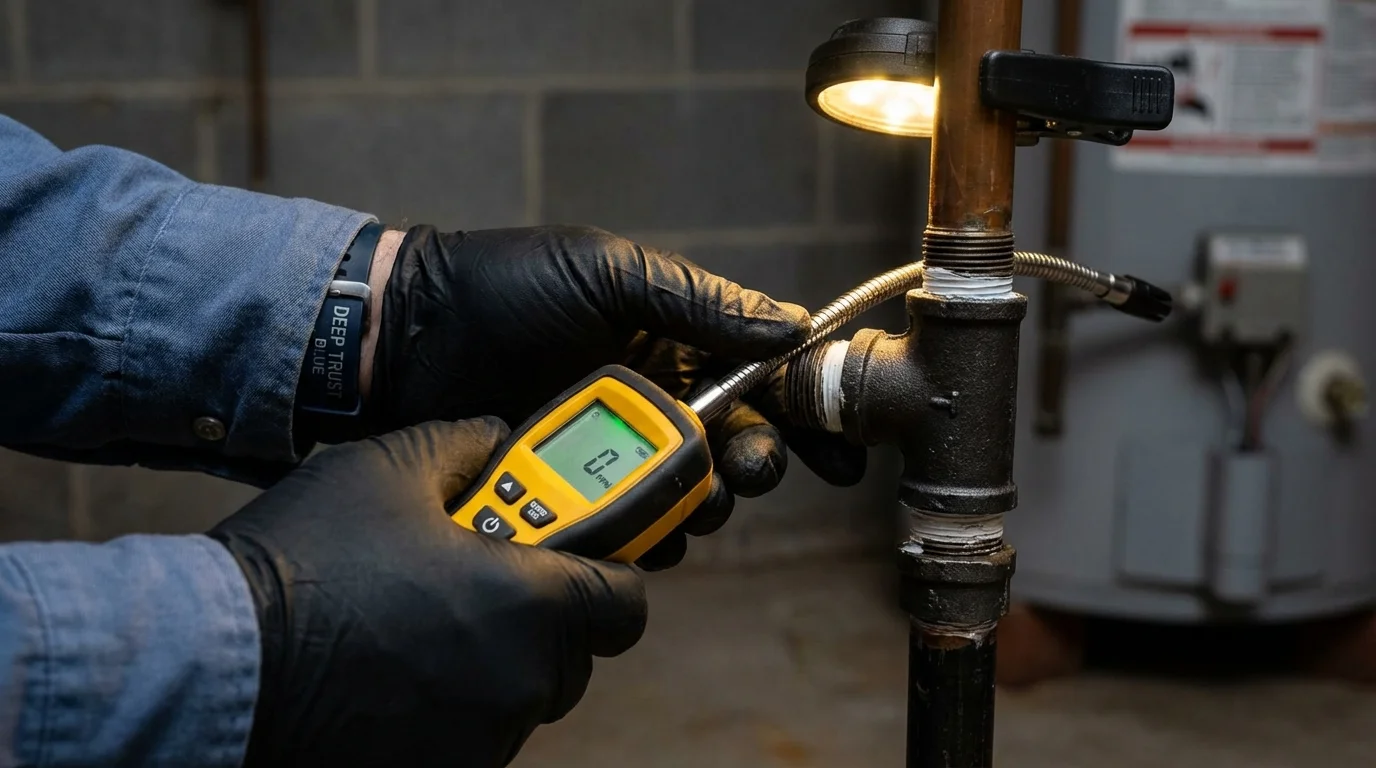 Gas leak detection with electronic sniffer by Johns Plumbing LLC in Oak Brook